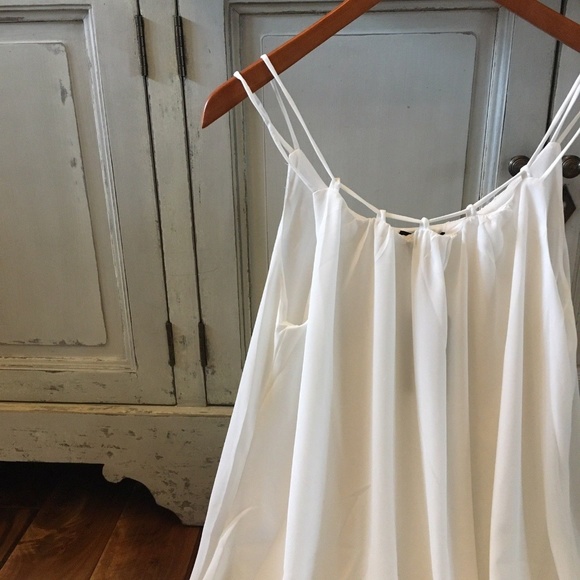 New White Strappy Layering Tunic Tank Top Extender - Picture 2 of 5